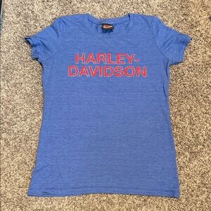 Harley-Davidson Heather Blue Tee with Red Logo